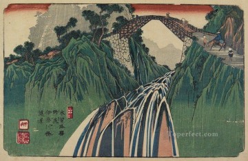 no 41 distant view of kanagawa bridge near nojiri station Keisai Eisen Ukiyoye Oil Paintings
